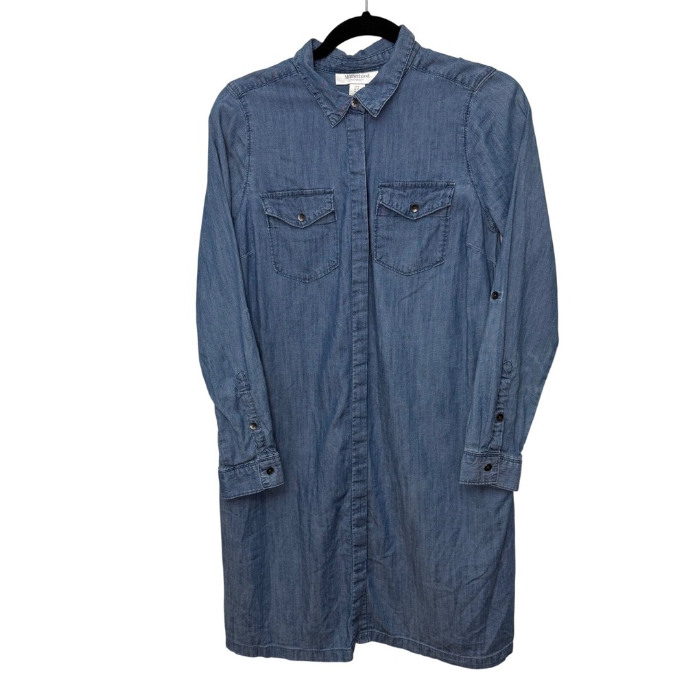 Motherhood Maternity Women's‎ Small Denim Shirt Dress Long Sleeve Casual
